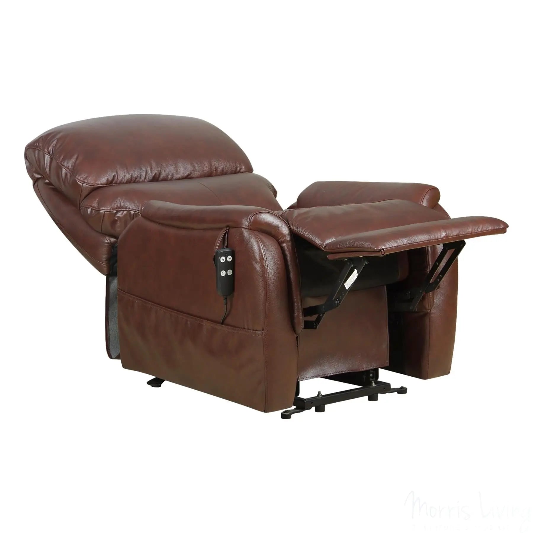 The Montreal - Dual Motor Riser Recliner Electric Mobility Lifting Chair in Chestnut Leather Morris Living