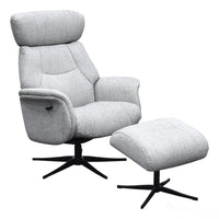 The Murcia - Swivel Recliner Chair & Matching Footstool in Casper Beige Fabric Morris Living