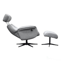 The Murcia - Swivel Recliner Chair & Matching Footstool in Casper Beige Fabric Morris Living
