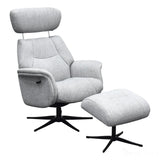 The Murcia - Swivel Recliner Chair & Matching Footstool in Casper Beige Fabric Morris Living