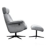 The Murcia - Swivel Recliner Chair & Matching Footstool in Casper Beige Fabric Morris Living