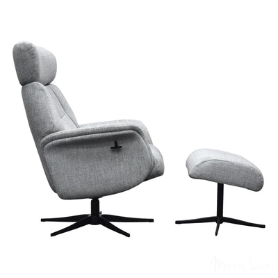 The Murcia - Swivel Recliner Chair & Matching Footstool in Casper Beige Fabric Morris Living