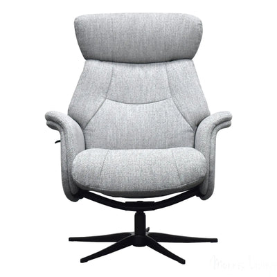 The Murcia - Swivel Recliner Chair & Matching Footstool in Casper Beige Fabric Morris Living