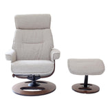 The Newton Swivel Recliner Chair & Matching Footstool – Beige Fabric - thumbnail 2