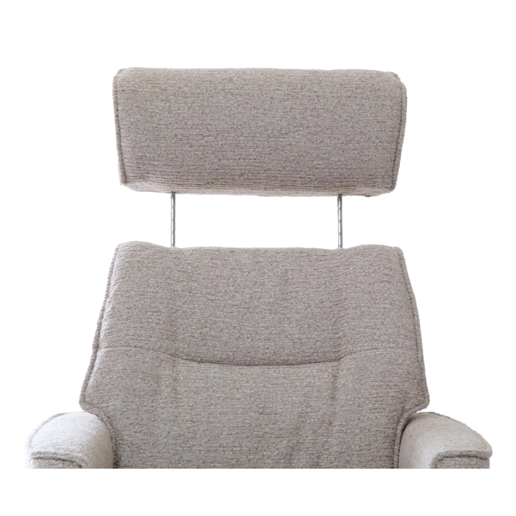 The Newton Swivel Recliner Chair & Matching Footstool – Beige Fabric