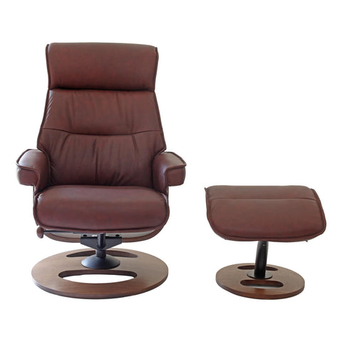 The Newton Swivel Recliner Chair & Matching Footstool – Chestnut Leather - image 2