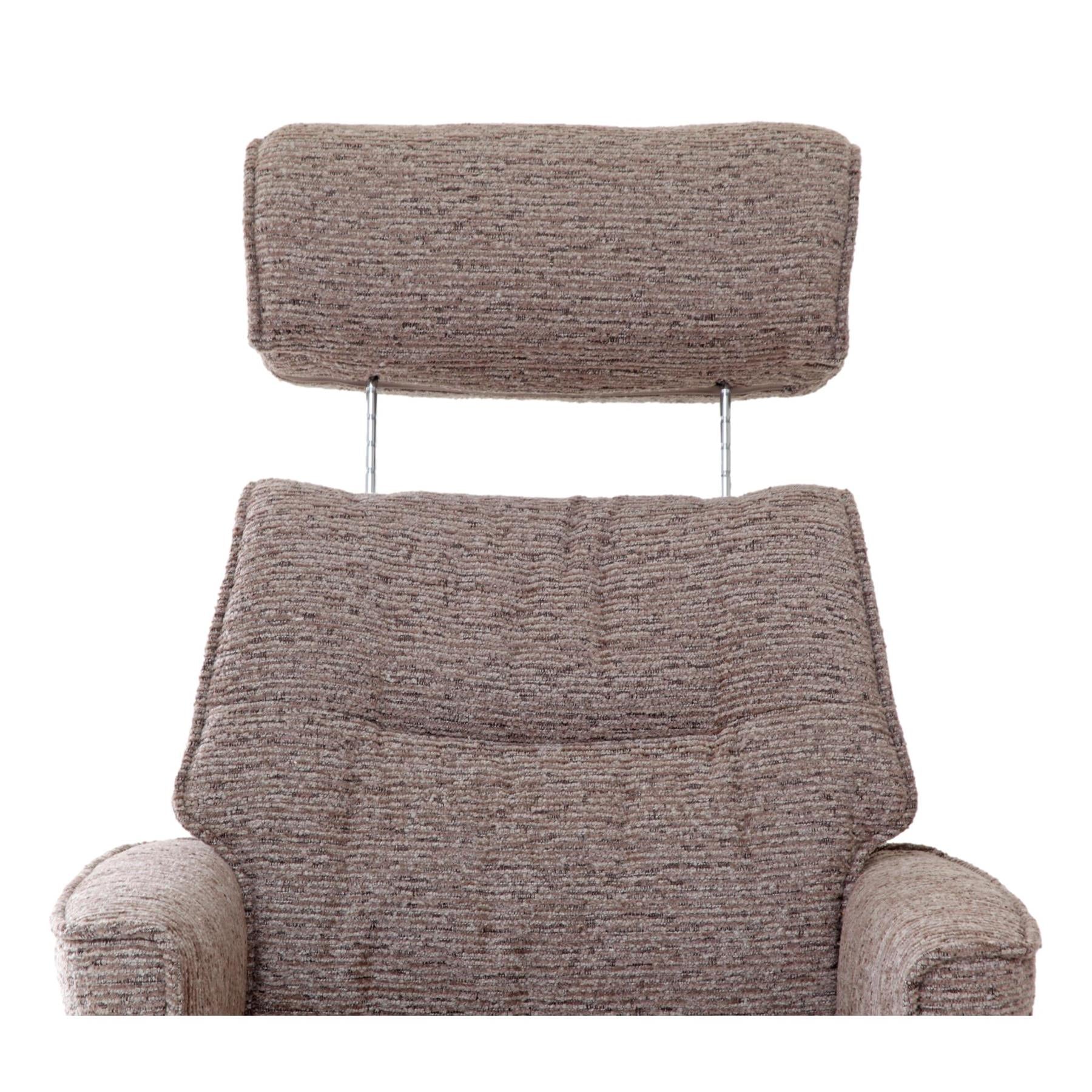 The Newton Swivel Recliner Chair & Matching Footstool – Mink Fabric