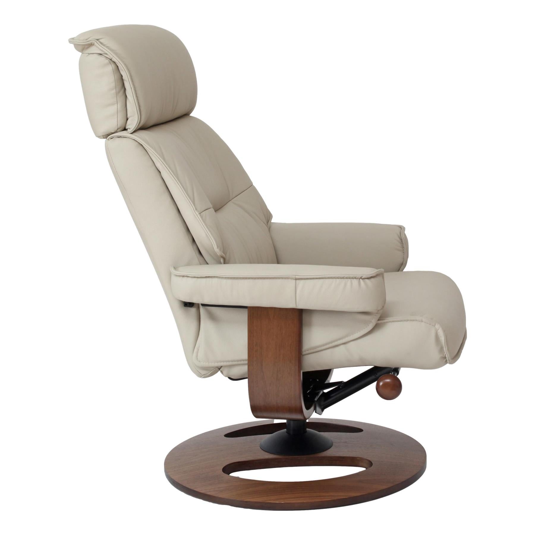 The Newton Swivel Recliner Chair & Matching Footstool – Mushroom Leather