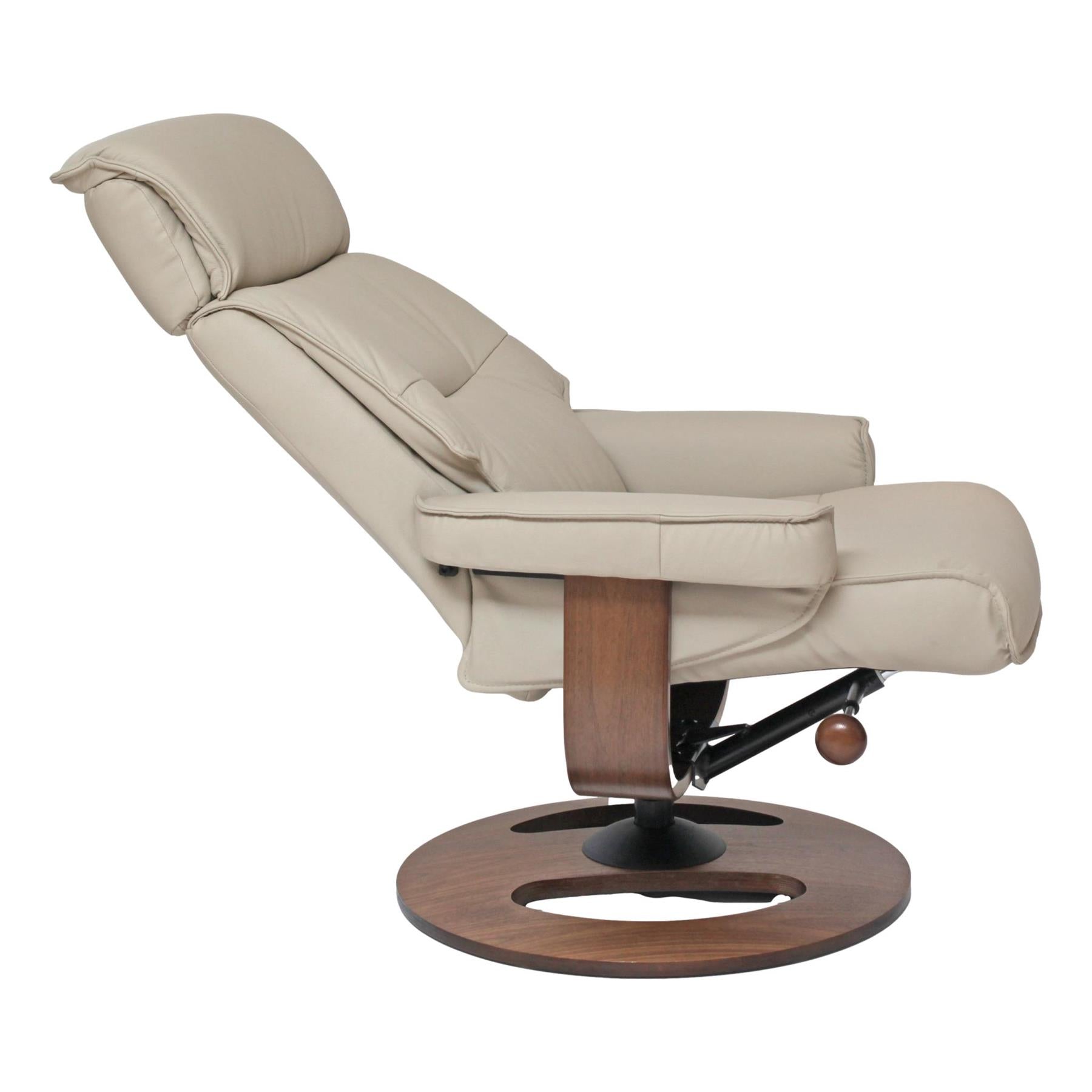 The Newton Swivel Recliner Chair & Matching Footstool – Mushroom Leather