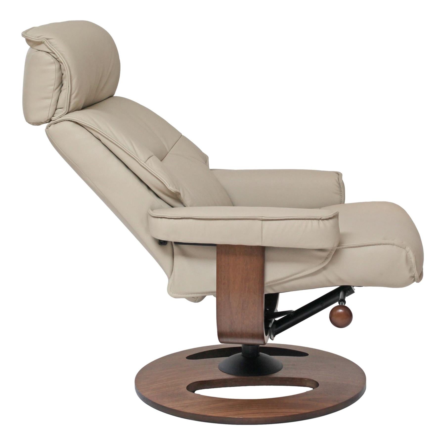 The Newton Swivel Recliner Chair & Matching Footstool – Mushroom Leather