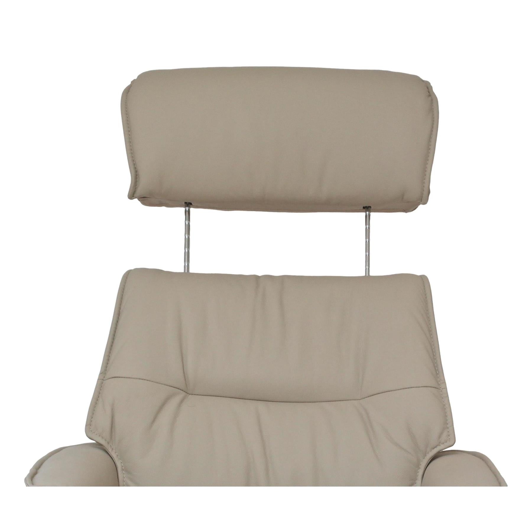 The Newton Swivel Recliner Chair & Matching Footstool – Mushroom Leather