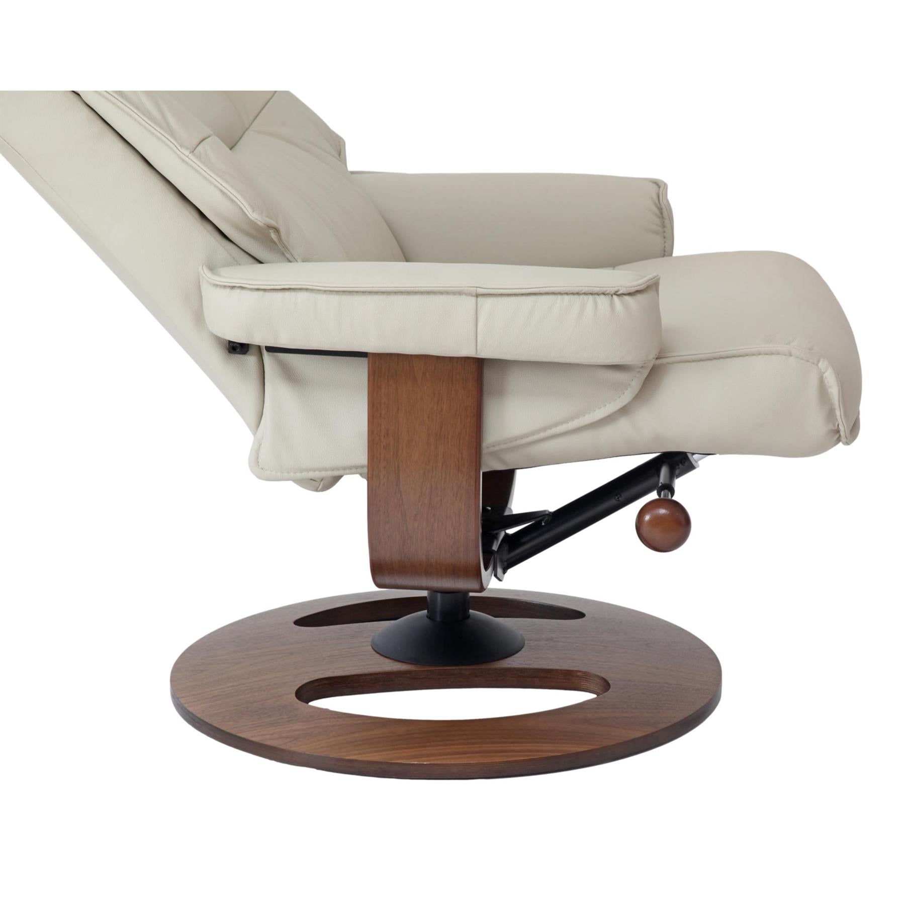 The Newton Swivel Recliner Chair & Matching Footstool – Mushroom Leather