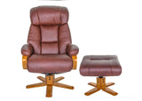 The Nice - Swivel Recliner Chair And Matching Footstool In Chestnut Genuine Leather GFA