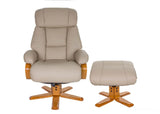 The Nice - Swivel Recliner Chair And Matching Footstool In Ivory Genuine Leather GFA - thumbnail 2