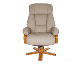 The Nice - Swivel Recliner Chair And Matching Footstool In Ivory Genuine Leather GFA - thumbnail 3