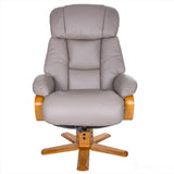 The Nice - Swivel Recliner Chair And Matching Footstool In Pebble Genuine Leather GFA - thumbnail 3