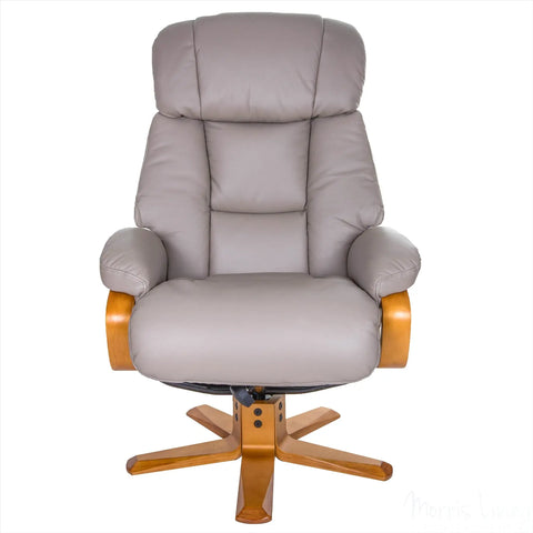 The Nice - Swivel Recliner Chair And Matching Footstool In Pebble Genuine Leather GFA - image 3