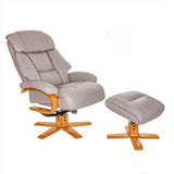 The Nice - Swivel Recliner Chair And Matching Footstool In Pebble Genuine Leather GFA - thumbnail 5