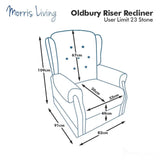 The Oldbury Riser Recliner / Lift & Tilt Chair, Beige Fabric with USB Charging Morris Living