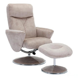 The Paddington - Swivel Recliner Chair & Matching Footstool in Champagne Fabric Morris Living