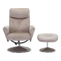 The Paddington - Swivel Recliner Chair & Matching Footstool in Champagne Fabric Morris Living