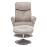 The Paddington - Swivel Recliner Chair & Matching Footstool in Champagne Fabric Morris Living