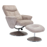 The Paddington - Swivel Recliner Chair & Matching Footstool in Champagne Fabric Morris Living