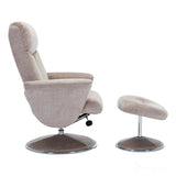 The Paddington - Swivel Recliner Chair & Matching Footstool in Champagne Fabric Morris Living