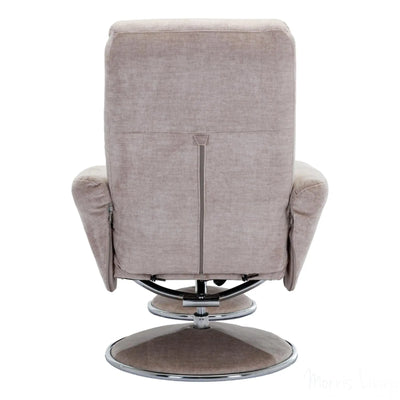 The Paddington - Swivel Recliner Chair & Matching Footstool in Champagne Fabric Morris Living