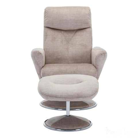 The Paddington - Swivel Recliner Chair & Matching Footstool in Champagne Fabric Morris Living - image 3