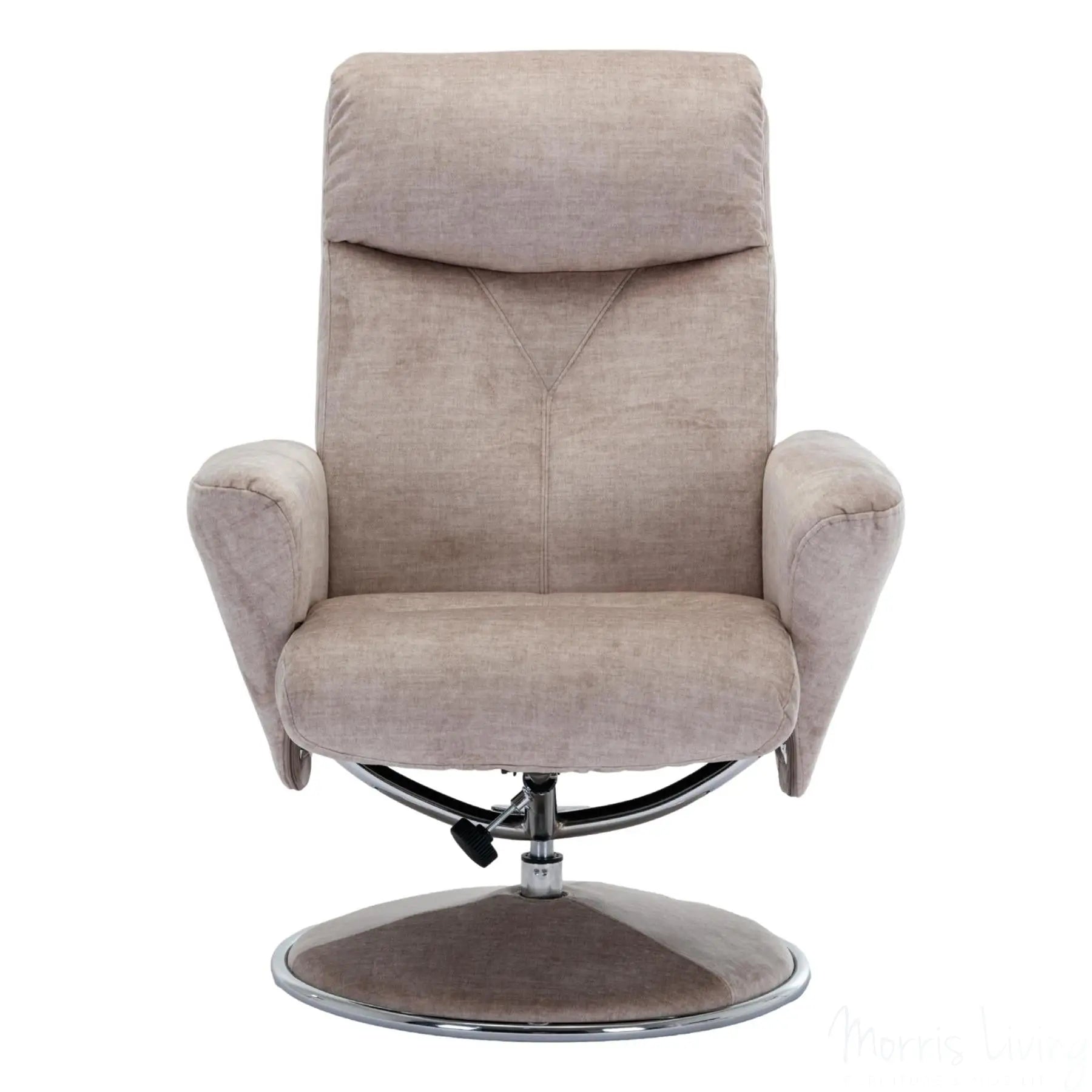 The Paddington - Swivel Recliner Chair & Matching Footstool in Champagne Fabric Morris Living