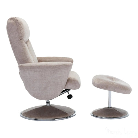 The Paddington - Swivel Recliner Chair & Matching Footstool in Champagne Fabric Morris Living - image 6