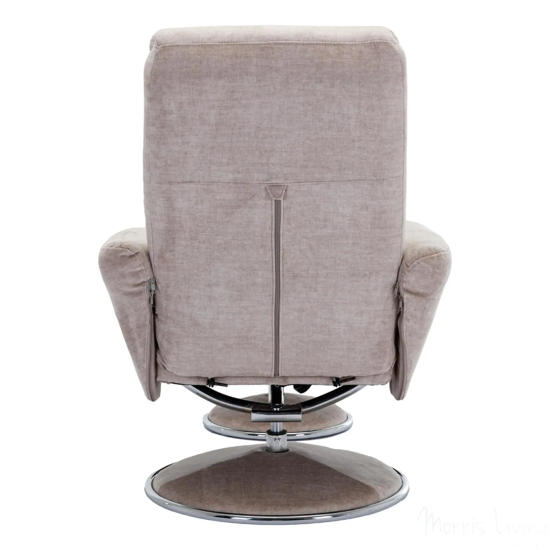 The Paddington - Swivel Recliner Chair & Matching Footstool in Champagne Fabric Morris Living