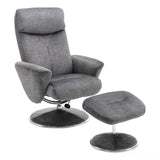 The Paddington - Swivel Recliner Chair & Matching Footstool in Graphite Grey Fabric Morris Living