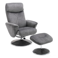 The Paddington - Swivel Recliner Chair & Matching Footstool in Graphite Grey Fabric Morris Living