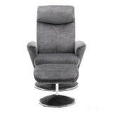 The Paddington - Swivel Recliner Chair & Matching Footstool in Graphite Grey Fabric Morris Living