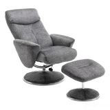 The Paddington - Swivel Recliner Chair & Matching Footstool in Graphite Grey Fabric Morris Living