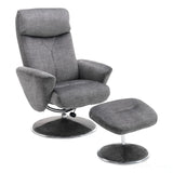 The Paddington - Swivel Recliner Chair & Matching Footstool in Graphite Grey Fabric Morris Living - thumbnail 1