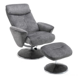 The Paddington - Swivel Recliner Chair & Matching Footstool in Graphite Grey Fabric Morris Living - thumbnail 3