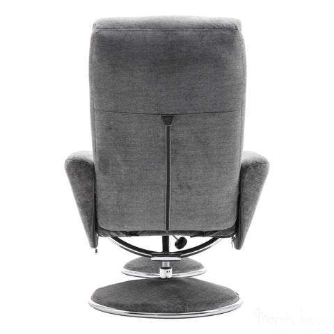 The Paddington - Swivel Recliner Chair & Matching Footstool in Graphite Grey Fabric Morris Living - image 9