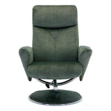 The Paddington - Swivel Recliner Chair & Matching Footstool in Moss Green Fabric Morris Living