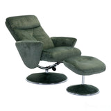 The Paddington - Swivel Recliner Chair & Matching Footstool in Moss Green Fabric Morris Living