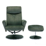 The Paddington - Swivel Recliner Chair & Matching Footstool in Moss Green Fabric Morris Living - thumbnail 2