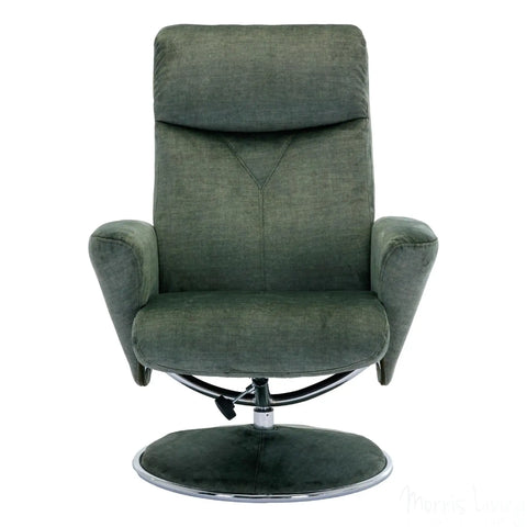 The Paddington - Swivel Recliner Chair & Matching Footstool in Moss Green Fabric Morris Living - image 3