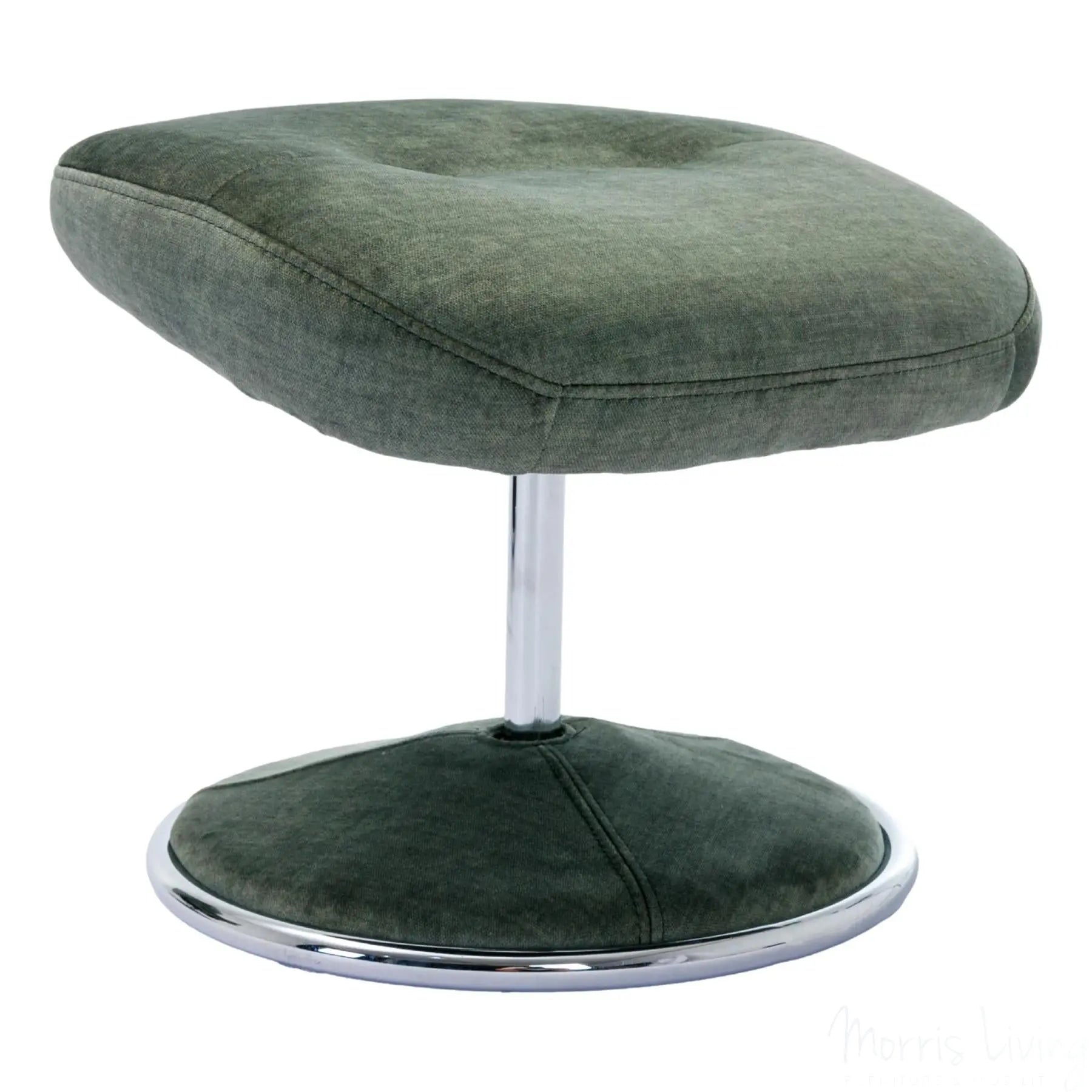 The Paddington - Swivel Recliner Chair & Matching Footstool in Moss Green Fabric Morris Living
