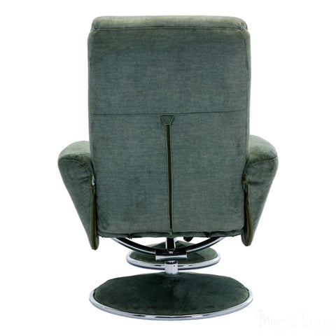 The Paddington - Swivel Recliner Chair & Matching Footstool in Moss Green Fabric Morris Living - image 8