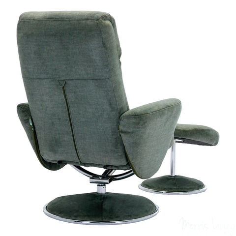 The Paddington - Swivel Recliner Chair & Matching Footstool in Moss Green Fabric Morris Living - image 9