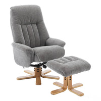 The Paris Swivel Recliner Chair & Footstool in Lille Charcoal Fabric Morris Living