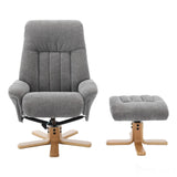 The Paris Swivel Recliner Chair & Footstool in Lille Charcoal Fabric Morris Living
