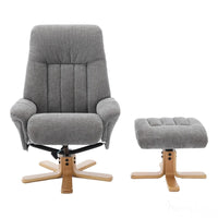 The Paris Swivel Recliner Chair & Footstool in Lille Charcoal Fabric Morris Living